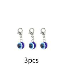 5个蓝色邪眼钥匙扣护身符幸运合金钥匙圈包包挂件汽车钥匙链装饰，是送给朋友、同学、情侣和家人的理想礼物 - 藍色 - 查看 12