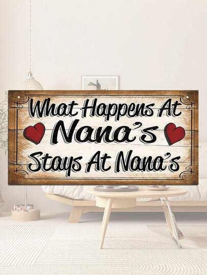 1pc, Home Decor Door Sign, Wooden Funny Sign Wall Sign What Happens At Nana's Stays At Nana's Wall Art Decorative Best Gifts Birthday Graduation