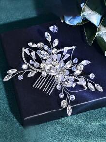 1pc Crystal Style Rhinestone Hair Comb, Simple & Versatile Bridal Hair Accessory, Suitable For Wedding, Party, Ball, Celebration