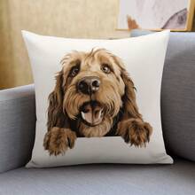 [Customized] 1pc Personalized Dog Photo Pillow Case, Decorative Dog Memorial Gift With Insert, Soft Plush Pet Memory Cushion Cover For Home Decor, No Filling,Pet Supplies,2025 Halloween Accessories,Personalized With Pet's Name - Multicolor - View 2