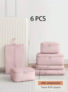 6 件套，可压缩行李整理器，旅行整理器，商务旅行衣物分类器，旅行背包旅行包行李箱旅行装备返校搬家袋整理器 - 藍色 - 查看 6