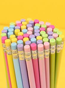 Lápiz de madera de tilo HB con punta de goma personalizado con logotipo triangular brillante de macarrón para dibujar y aprender, artículos de papelería de vuelta al colegio, suministros escolares, para oficina, para colegio, para aula, para regalos de profesores, para universidad, para compañeros de trabajo, para dormitorios, para profesores, para niños y niñas, para adolescentes, estudiantes de secundaria inferior y superior, estudiantes universitarios, primer año, segundo año, alumnos de cursos inferiores