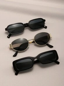 3pcs Geometric Pattern Y2K Casual Decorative Glasses Set For Women For Summer Beach Vacation,Outdoor,Travel - Multicolor - View 1