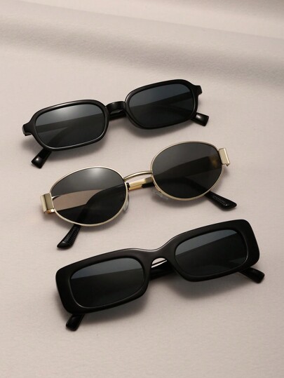 3pcs Geometric Pattern Y2K Casual Decorative Glasses Set For Women For Summer Beach Vacation,Outdoor,Travel