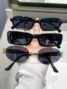 3pcs Geometric Pattern Y2K Casual Decorative Glasses Set For Women For Summer Beach Vacation,Outdoor,Travel - Multicolor - View 3