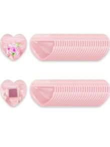 10/20/30/50个装心形首饰袋 小首饰袋 粉色可重复密封拉链袋 透明塑料首饰收纳袋 可爱包装用品 适用于小型企业 耳环样品 情人节 婚礼 - 彩色 - 查看 6