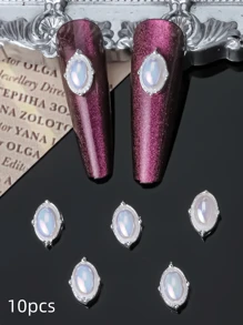 Oval Nail Charms Nail Drills Rhinestones 10pcs 3D Alloy Nail Art Decorations Gift For Girls Nail Supplies For Versatile DIY Accessories - Adorn Nails, Shoes, Clothes, Bags Crafts Face Decoration More