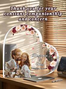 Plaque acrylique personnalisée en forme de cœur avec photo de mariage, Décoration de gâteau de mariage, Photo de mariée et marié, Souvenir de mariage, Cadeau de mariage, Panneau de mariage - Souvenir personnalisé pour lieux de mariage, Faveurs, Souvenirs - Ornement avec image gravée sur mesure, Parfait pour les souvenirs et les célébrations de mariage