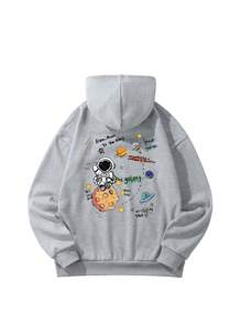 1 szt. Tween Girl Casual Astronaut Space Adventure Print Pullover Hoodie Sweatshirt, ciepły i wygodny, odpowiedni dla uczniów, jesień/zima