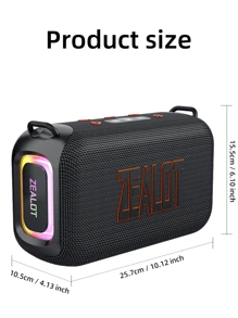 ZEALOT S85 50W Outdoor Portable Wireless Speaker, 8000mAh Battery, With RGB Color Lights, Can Play For Up To 8 Hours, Compatible With SD Card/USB/AUX, Dual Pairing Function Doubles Sound, Supports Mobile Phone/Tablet/TV/Computer, Professional Subwoofer Speaker, Suitable For Home Theater/Outdoor Parties/Gatherings - 黑色 - 查看 3