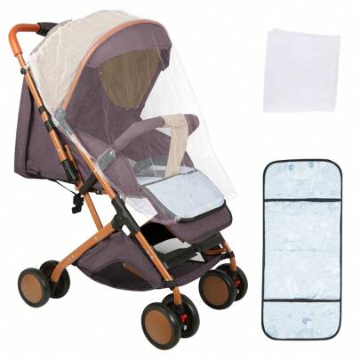 Chariot avec moustiquaire jusqu'à 20 kg avec panier de rangement Poussette pliable à 4 roues Poussette portable pour animaux de compagnie Légère et pratique
