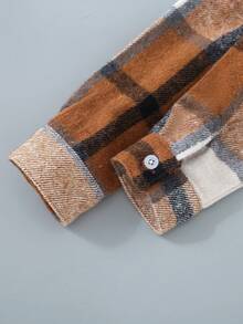 男童格纹连帽外套，春/秋 - 棕色 - 查看 6