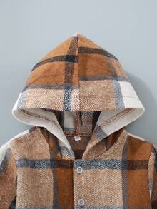 男童格纹连帽外套，春/秋 - 棕色 - 查看 3