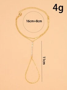 1pc Simple Golden Diamond-Inlaid Hand Chain For Party