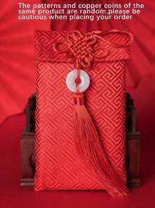 Sobre rojo tipo "Hongbao" de tela brocada china con nudo chino artístico, sobre de regalo creativo para bodas/Año Nuevo con sobres para efectivo - Multicolor - Ver 19
