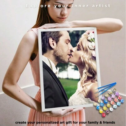  1 pieza Juego de pintura por números personalizada con 24/36 colores por HuaCan, regalo único y moderno para él, ella, novio, novia, amigos, para Día de San Valentín, graduación, bodas, decoración de hogar y dormitorio