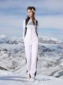 1 buc pantaloni de schi slim-fit pentru femei de iarnă, elastici în patru direcții, pantaloni de snowboard și schi pentru îmbrăcăminte de iarnă pentru femei, pantaloni sport pentru femei, salopetă de schi în iber, echipament de schi, îmbrăcăminte pentru vreme rece, salopetă de schi funcțională, echipament de zăpadă durabil. Pantaloni de trening, salopetă de schi