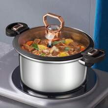 Casserole composite en acier inoxydable 304 renforcée, casserole à soupe, autocuiseur micro-ondes, marmite à double oreille pour la maison, convient aux cuisinières à gaz et aux plaques à induction, autocuiseur grande capacité