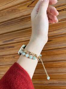 1 Stück Damen Katzenauge Stein Armband Metallband kompatibel mit 38/40/41/44/45/49/42/46mm Serie 11/SE3/Ultra3/Ultra/SE/SE2/10/9/8/7/6/5/4/3/2/1