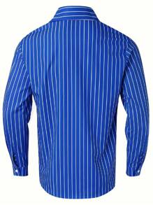 Men Clothes Long Sleeve Casual Stripe Shirt Fashion Top, Fall