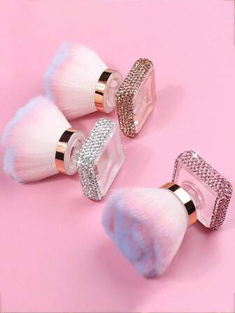 1pc Premium Rose Shaped Makeup Brush With Crystal Decoration, Foundation Blush Brush, Large Size Rose Shaped Nail Art Brush, Diamond Edge Dust Brush,Foundation Brush,Concealer Brush,Blush Brush,Contour Brush,Blush Brush,Bronzer Brush,Powder Brush,Foundation Brush,Blush Brush