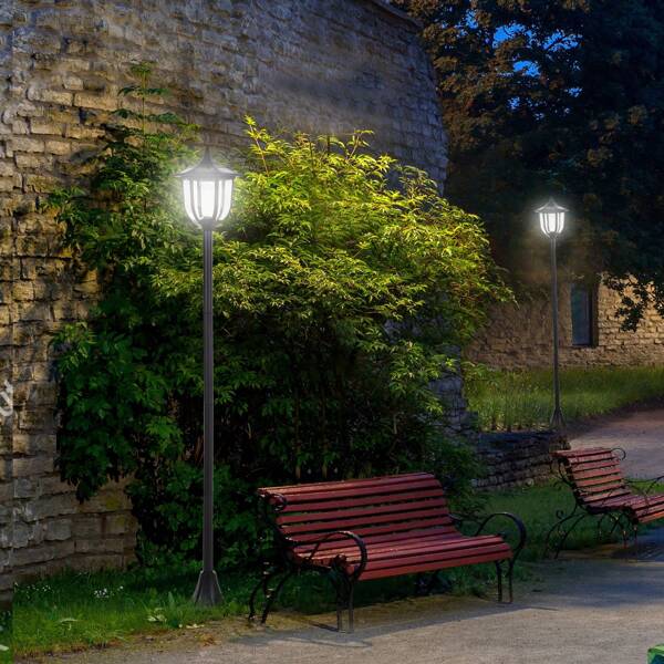 Outsunny Outsunny Outdoor Garden Solar Post Lamp Sensor Light  LED Lantern Bollard Pathway Torch Light 1.77m Tall