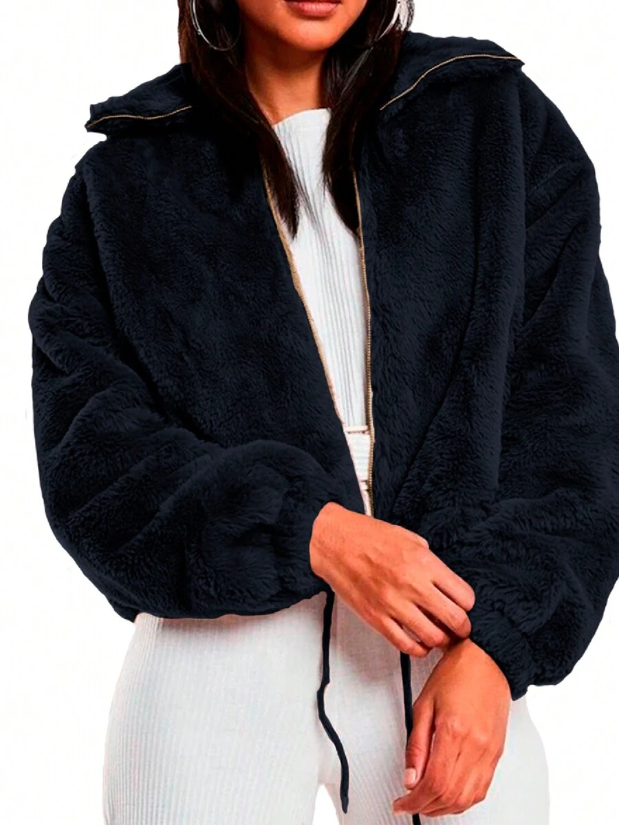 Shendy Vendy Women's Jacket Soft Plush Jacket Thermal Lining - Navy Blue - View 1