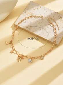 1pc Fashion Bow Seashell Charm Pendant Gold Color Alloy Multi-Pendant Necklace, Suitable For Daily Wear And Travel - Bowknot + Shell - View 5
