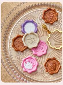 Metal Wax Seal Kit With Round Flower Square Hexagonal Mold Shapes For Wax Seal Stamp, Silicone Mat For Sealing Wax Kit, Wax Seal Mold For Wedding, Envelope, Card, Craft, Gift Wrapping