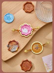 Metal Wax Seal Kit With Round Flower Square Hexagonal Mold Shapes For Wax Seal Stamp, Silicone Mat For Sealing Wax Kit, Wax Seal Mold For Wedding, Envelope, Card, Craft, Gift Wrapping