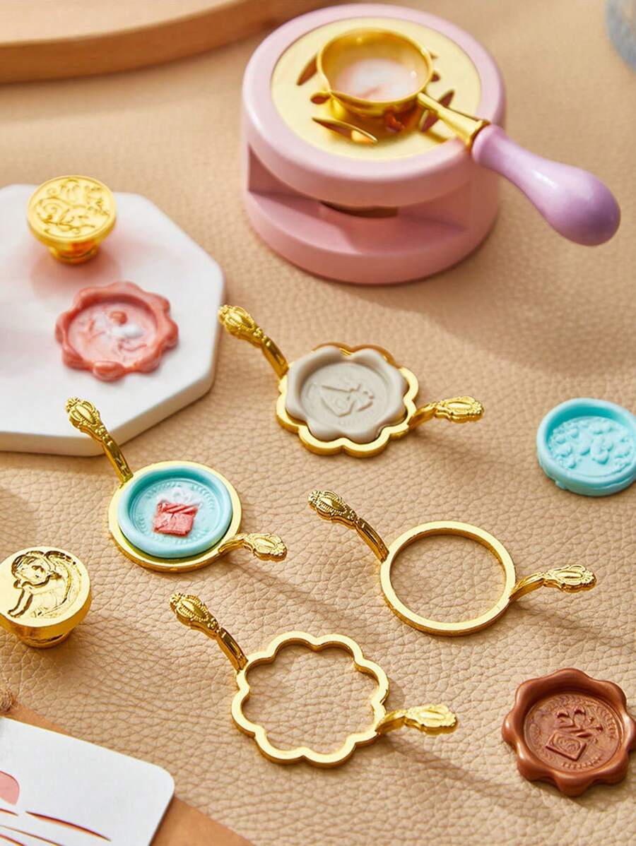 Metal Wax Seal Kit With Round Flower Square Hexagonal Mold Shapes For Wax Seal Stamp, Silicone Mat For Sealing Wax Kit, Wax Seal Mold For Wedding, Envelope, Card, Craft, Gift Wrapping