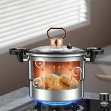 Casserole composite en acier inoxydable 304 renforcée, casserole à soupe, autocuiseur micro-ondes, marmite à double oreille pour la maison, convient aux cuisinières à gaz et aux plaques à induction, autocuiseur grande capacité