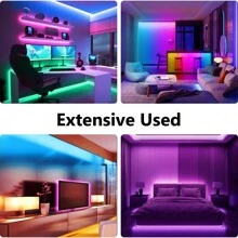 RGB Smart IC LED Strip Lights,50ft  LED Lights For Bedroom, Bluetooth APP Control, DIY Multiple Colors On One Line, Color Changing LED Strip Lighting Music Sync, USB Powered - RGB-IC - 查看 6
