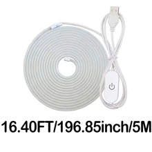 1 pezzo Striscia luminosa a LED al neon da 5V con interfaccia USB e interruttore touch, regolabile, flessibile, adatto per decorare camera da letto, soggiorno, casa, bar, interno ed esterno, include nastro biadesivo