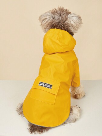 1pc Pet Hooded Raincoat, Waterproof Mesh Breathable Moisture-Wicking Solid Color Pet Windbreaker