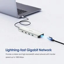 Dual 4K Display Hub, 10-In-1 USB C 10G Laptop Docking Station, Multiport USB C Hub With Dual 4K HDMI, 10Gbps USB-A/C 3.2, 5Gbps USB-A, USB2.0, Gigabit RJ45, For /HP/ - Silver - View 7