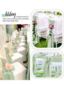 10pcs Satin Chair Bow Sashes Wedding Chair Ribbon Bow Silk Chair Knot Ties For Reception Restaurant Event Banquet Party Hotel Decorations