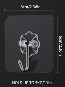 100-1pc Seamless Wall Hook, No-Nail Wall Hanging, Strong Adhesive Hook, Glue Stick Wall Hook, Self-Adhesive, Transparent, Removable, Waterproof, Rust-Proof, Suitable For Kitchen, Bathroom, Living Room