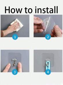 100-1pc Seamless Wall Hook, No-Nail Wall Hanging, Strong Adhesive Hook, Glue Stick Wall Hook, Self-Adhesive, Transparent, Removable, Waterproof, Rust-Proof, Suitable For Kitchen, Bathroom, Living Room