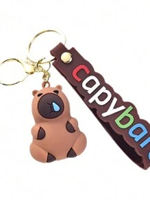 1 pieza Lindo llavero de peluche de Capibara, colgante para mochila, llavero, regalo, recuerdo, accesorios para la escuela o el auto, estilo gótico y Y2K