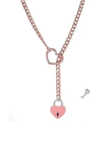1pc Minimalist Stainless Steel Y-Shape Sliding Chain Heart Lock & Key Necklace, Suitable For Women Daily Wear Valentines,Mom,Mother,Mother's Day,Gift