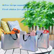 10 个闪亮彩虹全息礼品袋，适合生日和婚礼，大号 13 英寸 X 5 英寸 X 11 英寸可重复使用礼品袋，适合派对，适合复活节庆祝活动，适用于所有场合和活动