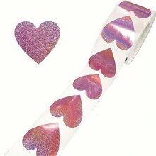1roll 500 Stickers 1.5 Inch Pink Heart Laser Valentine's Day Sealing Sticker Envelope Decoration Sticker Label, Gift Box Decor Bag Packaging Label Sealing Decals Party Favors,School Supplies,Back To School - Multicolor - View 7