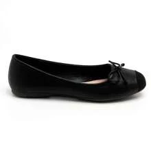 Elegant Ballet Shoes, Contrasting Toe With Decorative Bow - Classic Style Reinterpreted - Black - View 2