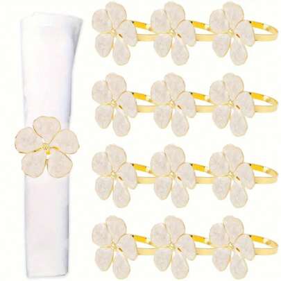 1/6/12 ชิ้น แหวนผูกผ้าเช็ดปากโลหะที่มีความสง่างาม เหมาะสำหรับงานวันเกิด สไตล์ฟาร์มเฮาส์ งานแต่งงาน ร้านอาหาร โรงแรม วันวาเลนไทน์ งานเลี้ยง บุฟเฟต์ตกแต่งโต๊ะ ของขวัญงานปาร์ตี้ ตกแต่งโต๊ะครัวที่บ้าน