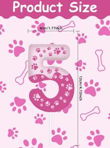 Cute Cartoon Cat/Dog Paw & Number 0-9 Animal Theme Birthday Party Cake Decorative Candles, Pink Color - Multicolor - View 11