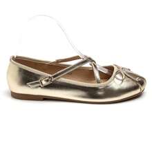 Women's Flat Shoes, Featuring Classic Design With Buckle And Decor - Gold - View 3