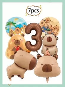 卡通水豚铝箔气球生日派对装饰可爱水豚气球数码铝膜气球最佳礼物生日毕业 - 彩色 - 查看 6