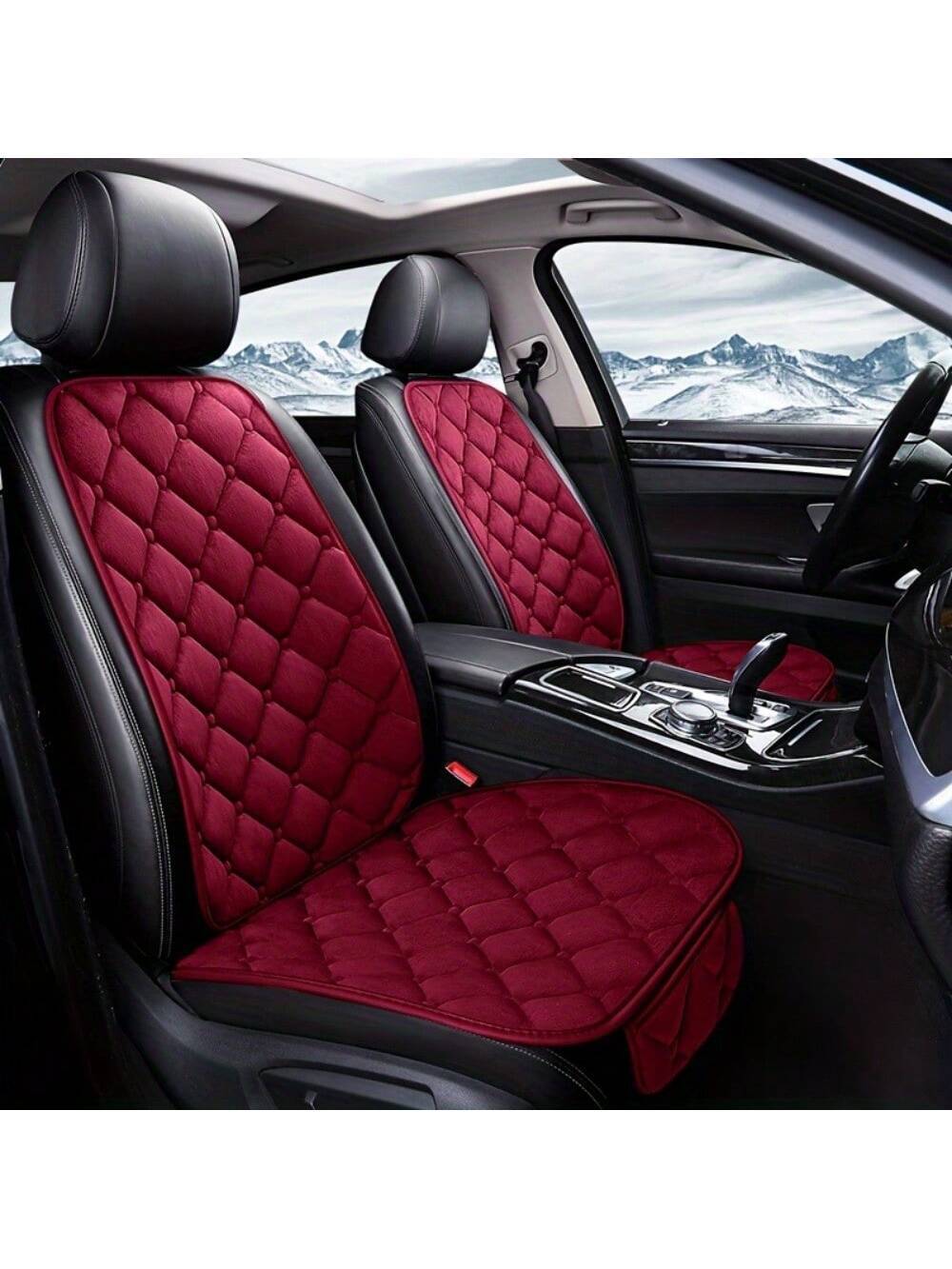 2pcs/وسادة مقعد السيارة ، أغطية مقعد أمامية فاخرة ، واقي وسادة المقعد لمقعد السيارة أسفل ومسند الظهر ، وملاءمة عالمية لمعظم شاحنات السيارات سيارات الدفع الرباعي | لون: أسود