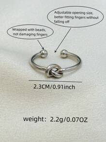 Bague simple nouée pour femme, convenant pour le port quotidien des femmes, livrée en boîte cadeau, meilleur cadeau pour elle - Argent - Voir 4